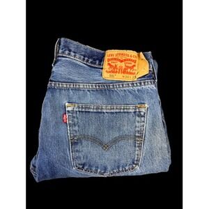 Levis 501 Original Fit Straight Leg Mens 34x30 Medium Blue Wash Button Fly